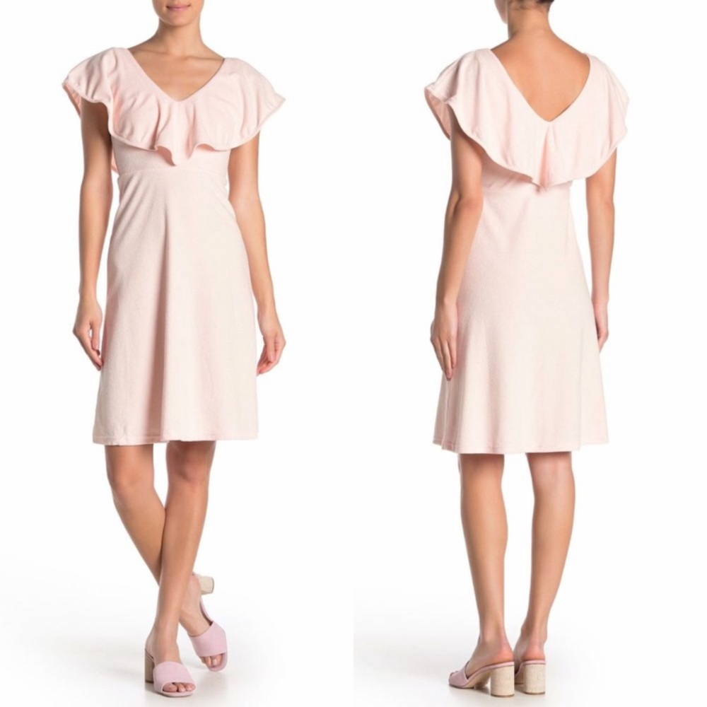 NWT Frnch Pink Dress sleeveless with Over Lay. L